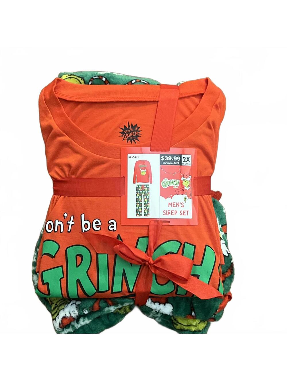 Men's Grinch Sleep Set 2X Large Christmas Pajama Set